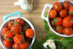 Salted tomatoes in a jar