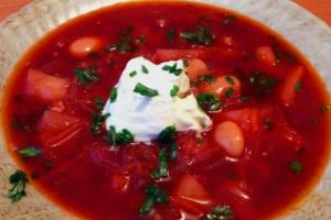 Cook borscht with beans without meat