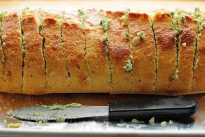 Bread with garlic and herbs in a bread machine