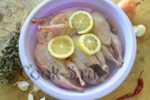 Stuffed quails with champignons